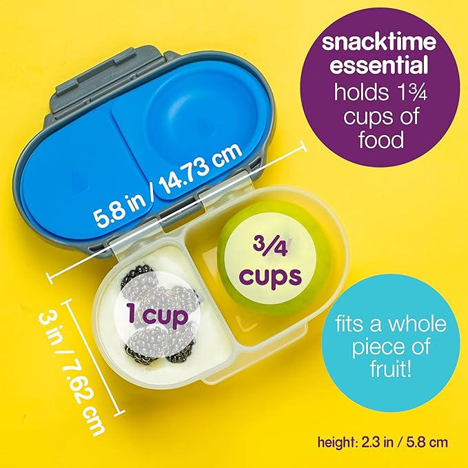b.box Snack Box (2-pack) Reusable Snack Containers with Lids – Bento Box for Kids & Toddlers, Leakproof Lunch Box, BPA-Free and Dishwasher Safe Snack Container (S'shake + Lilac Pop, 1 3/4 Cup)