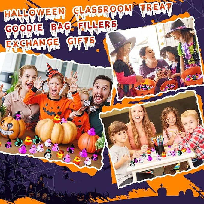 Halloween Rubber Duckies in Bulk Glow in The Dark Rubber Ducks Light up Halloween Mini Duckies Bath Toys for Halloween Party Favor Decor Pool Bathtub Baby Shower Toy Gifts for Kids(48)