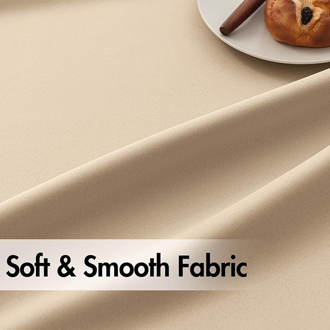 ANRODUO Back Tab Blackout Curtains for Bedroom Living Room, Rod Pocket Pinch Pleated Thermal Insulated Room Darkening Curtains 63 Inches Long 2 Panels, Beige, 42 x 63 Inch