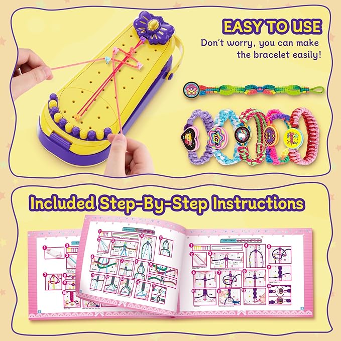 Friendship Bracelet Making Kit for Girls - DIY Bracelets Maker Art and Craft Kits for Kids - Jewelry String braiding Set Toys for Age 6 7 8 9 10 11 12 Year Old Girl Christmas Birthday Gifts - Yellow