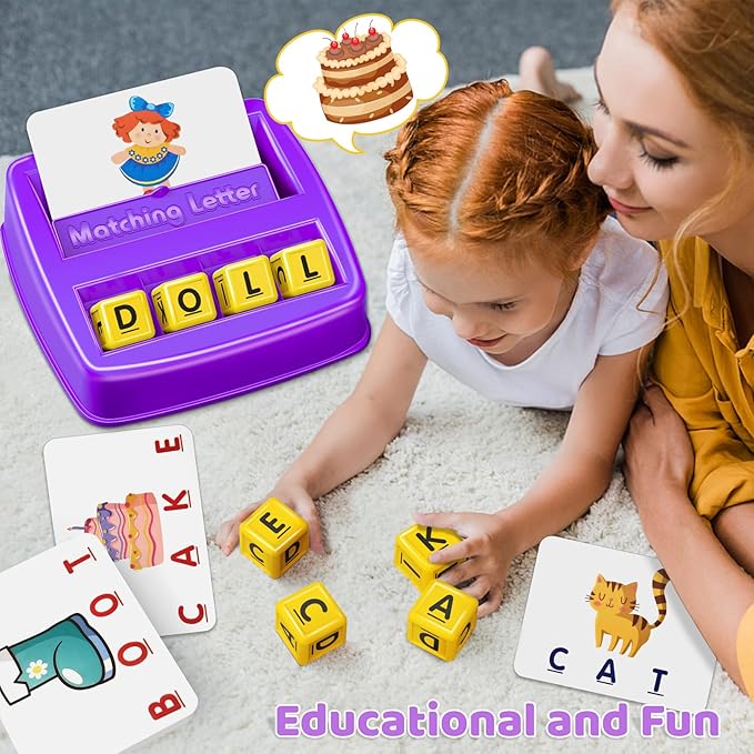 Educational Toys for 3 4 5 Year Old Girls Boys Gifts, Matching Letter Spelling Games Learning Toys for Kids 2-4 Year Olds, Christmas Birthday Gifts for 3-6 Year Old Girls Toddler Toys Age 2-4