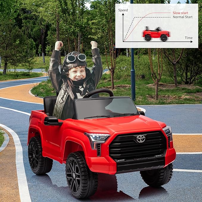 Electric Car for Kids, Licensed Toyota Tundra 12V Electric Truck, Off-Road Kids Car w/Remote, Spring Suspension & 3 Speeds, LED Headlights, Ride-On Toys for Boys/Girls