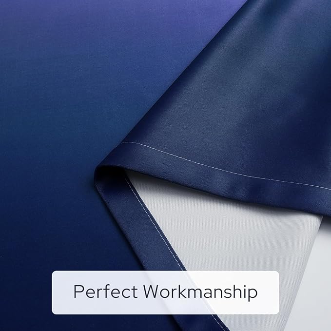 HOMEIDEAS Navy Blue Ombre Blackout Curtains, 52 X 96 Inch Length Gradient Color Room Darkening Curtains with Grommet Thermal Insulated Window Drapes for Living Room, Bedroom, 2 Panels