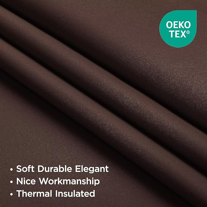 Joydeco Blackout Curtains 84 Inch Long for Bedroom, Thermal Insulated Black Out Curtains 2 Panels Set, Room Darkening Drapes for Living Room Window (W52 x L84 Inch, Chocolate)