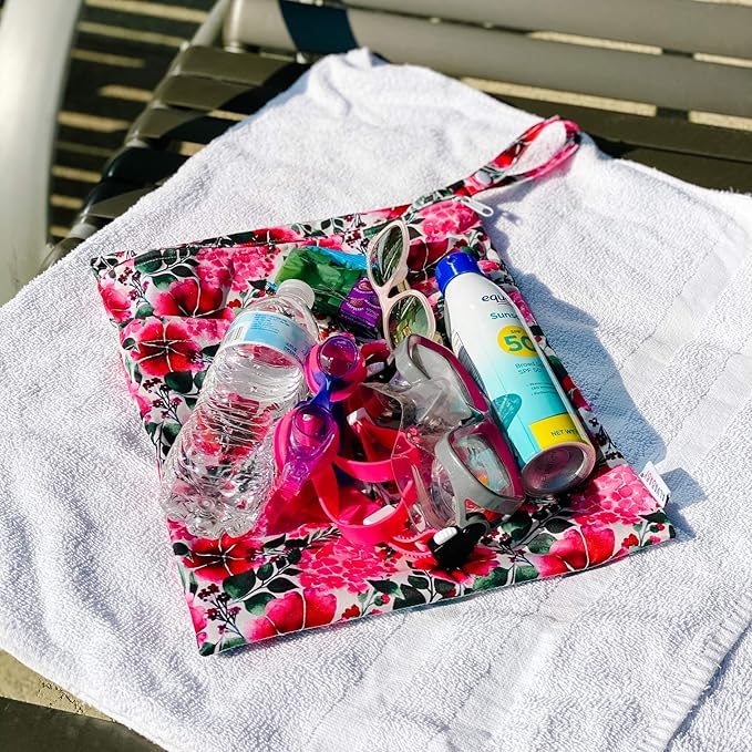 ALVABABY 2pcs Cloth Diaper Wet Dry Bags Waterproof Reusable with Two Zippered Pockets Travel Beach Pool Daycare Soiled Baby Items Yoga Gym Bag for Swimsuits or Wet Clothes LZD2324