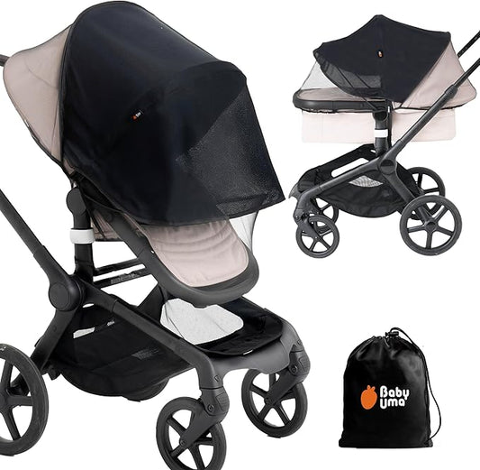 Baby Uma 2-in-1 Mosquito Net for Stroller & Stroller Sun Shade - UPF 50+ Baby Sun Protection, Breathable Blackout Mesh Baby Mosquito Net (+ Travel Bag)