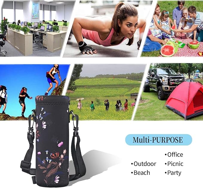 AUPET Water Bottle Sling Bag Carrier Crossbody Sleeve,Insulated Neoprene Bottle Case Holder Pouch Cover 500ML/17oz with Shoulder Strap for Walking Women Men