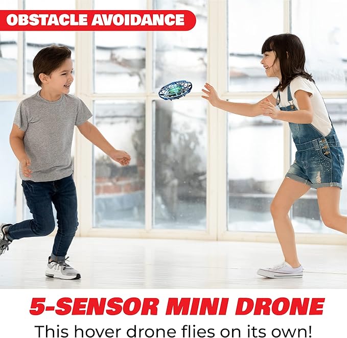 Force1 Scoot Hand Operated Drone for Kids or Adults - Hands Free Motion Sensor Mini Drones, Easy LED Indoor Rechargeable UFO Toy Flying Orb Ball Drone Toys for Boys and Girls (Blue)