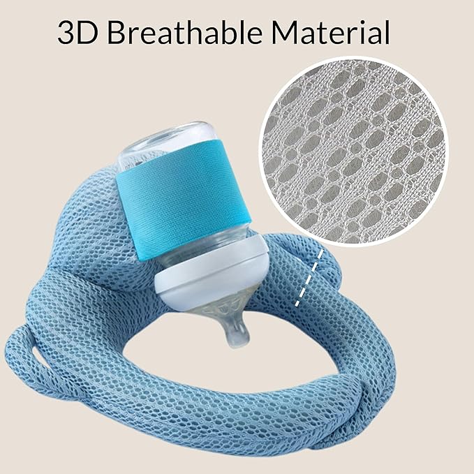 Bottle Holder Pillow, Plush Feeding Support Pad - Relieve Hand & Wrist Soreness, Adjustable Nursing Pillow, Blue