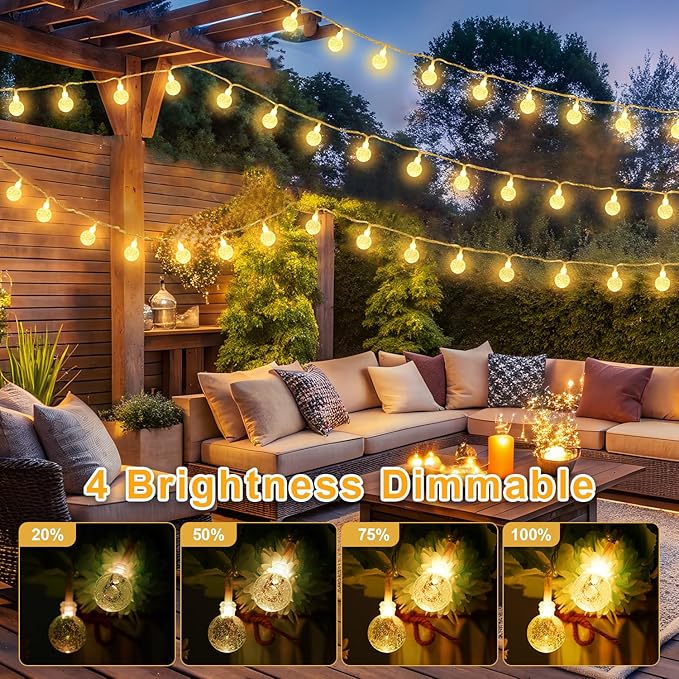 Color Changing String Lights Plug in, 33ft 60LED Connectable Crystal Globe String Lights Remote, Decorative Outdoor Twinkle Lights for Girl Gift Bedroom Patio Garden Tent Camp Party Christmas Décor