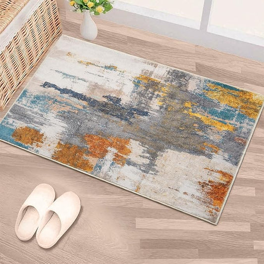 Entrance Rug 2x3 Indoor Door Mats for Entryway Modern Abstract Washable Rugs Grey Rug Non Slip Throw Rugs for Bedroom, Kitchen, Front Door Entryway