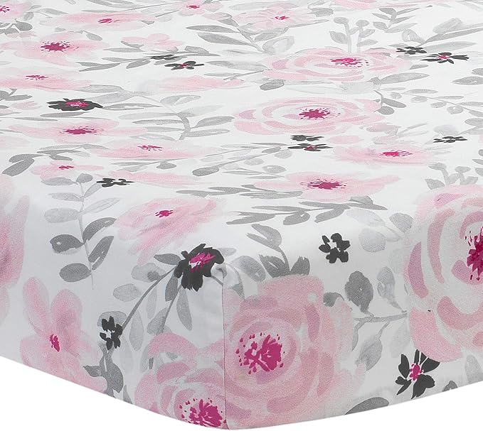 Bedtime Originals Blossom Pink Watercolor Floral 3-Piece Mini Crib Bedding Set