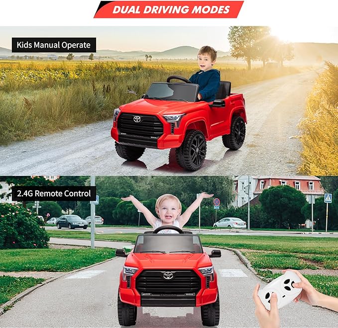 Electric Car for Kids, Licensed Toyota Tundra 12V Electric Truck, Off-Road Kids Car w/Remote, Spring Suspension & 3 Speeds, LED Headlights, Ride-On Toys for Boys/Girls