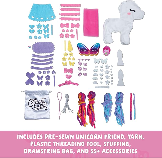 Craft-tastic - Make a Friend Unicorn - Mini Sewing Kit, Arts and Crafts, Kids Crafts, Craft Kit Makes 1 Easy-to-Sew Stuffie with Accessories, Bonus Travel Tote Included Ages 6+