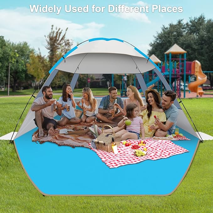 Gorich Beach Tent Sun Shelter for 3/4-5/6-7/8-10 Person with UPF 50＋ UV Protection, Lightweight & Easy Setup Beach Shade Canopy, Portable Beach Shade Tent Beach Cabana