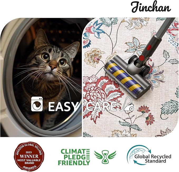 jinchan Floral Corner Rug for Living Room Washable Bedroom Rug Vintage Romance Design Non Slip Quarter Circle Lightweight Low-Pile Throw Carpet for Reading Nook Playroom,7ft Radius, Red/Beige