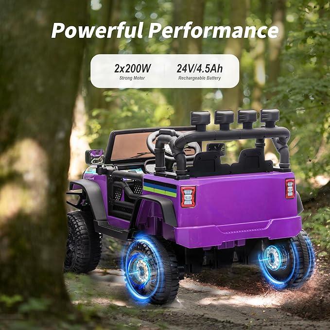 24V Kids Ride on Car, Kids Electric Vehicles Car Ride on Toy Truck for Toddlers w/Remote Control, 400W Motor - Purple