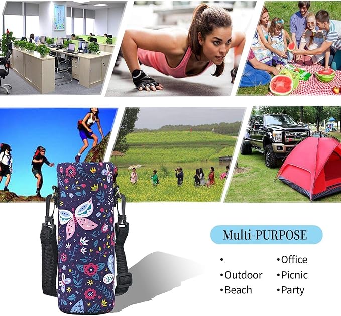 AUPET Water Bottle Bag Carrier,24oz/32oz Insulated Neoprene bottle Sling Holder Case Pouch Cover for 1000ML/750ML Bottles with Shoulder Strap for walking