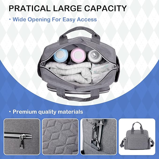 GOGOSO Crossbody Small Diaper Bag, Cute Mini Baby Diaper Tote Bags with Insulated Pockets for Traveling Outdoor Parent,l, Baby Necessities Bag