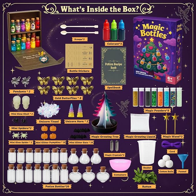 AMIZEY Fairy Potion Kit for Kids with Magic Growing Tree-20 Bottles- Gifts for Girls - 6 7 8 9 10 11 12 Year Old Girl Gifts