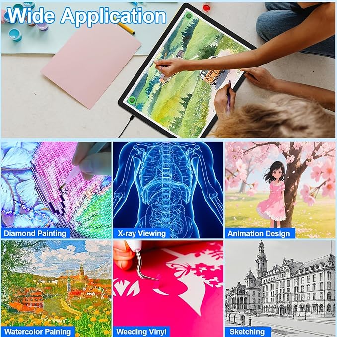 A3 Diamond Art Light Board with Bag, Light Box for Tracing with 6-Levels Dimming & Side Physical Buttons, 4 Pcs Magnets, Magnetic Light Pad for Diamond Painting, Sketching (Black, 46.2 x 33.9 CM)