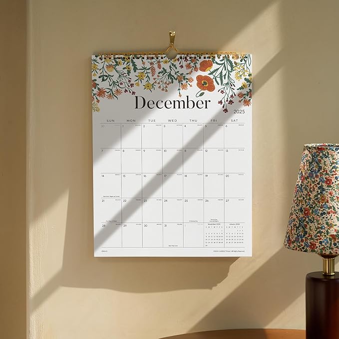 2025 Wall Calendar, Calendar 2025, Floral Design Wall Calendar with Thick Paper, 18 Months Runs From July 2025 - December 2026, 12" x 15", Twin-Wire Binding, Perfect for Planning (Flower)