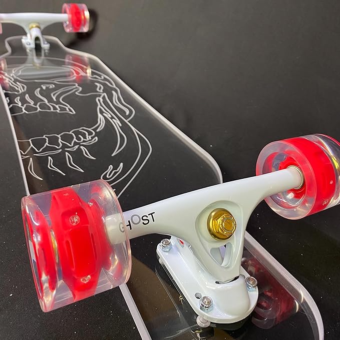 Clear Longboard Skateboard - Transparent Acrylic Long Boards with Light-Up LED Wheels for Smooth Rides - Ride The Streets in Style with Longboard Built for Beginners & Pros Alike