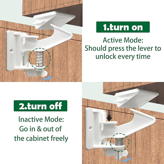 12 Pack Cabinet Locks Child Safety Latches - Vmaisi Baby Proofing Cabinets Drawer Lock with Adhesive Easy Installation - No Drilling or Extra Screws (White)