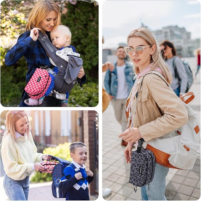 Cerbonny Small Cooler Bag Freezable Lunch Bag for Work School Travel, Leak-proof, Insulated, Waterproof, Portable, Pink Checkerboard, 2.5L