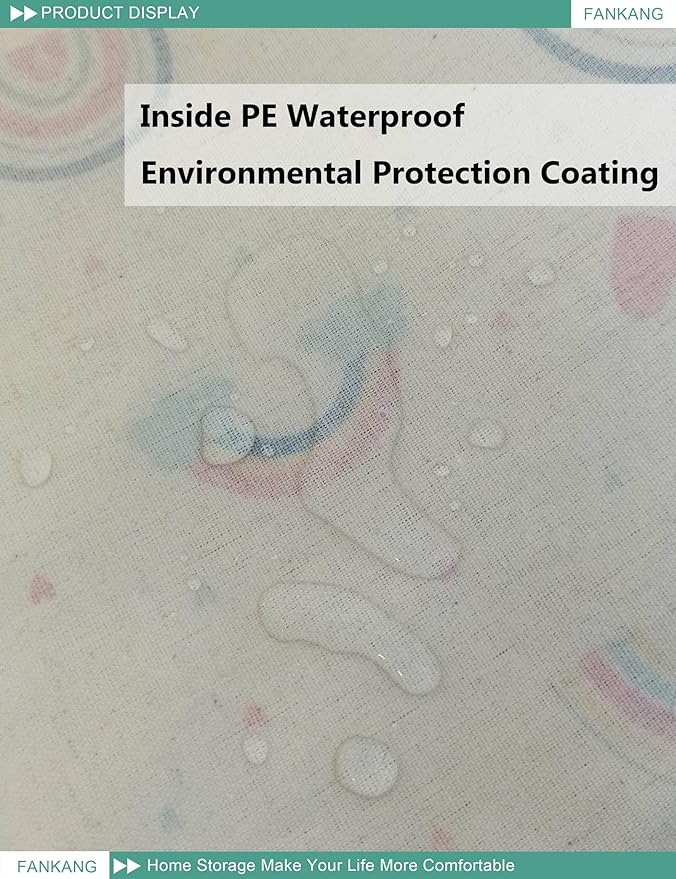 FANKANG Square Nursery Hamper Storage Bins Canvas Laundry Basket Foldable with Waterproof PE Coating Storage Baskets Gift Baskets for Children, Office, Bedroom, Clothes（Square-Love Rainbow ）