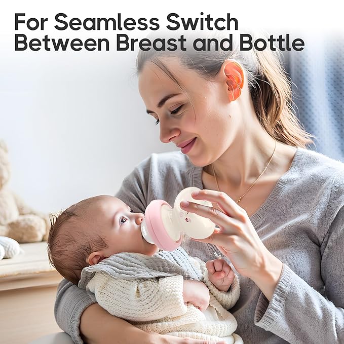 YOHKOH Newborn Glass Baby Bottles with Slow Flow Nipple for 0+ Months, Wide Neck Feeding Bottle, 2.7oz/80ml (Red, 2.7oz (Pack of 4))