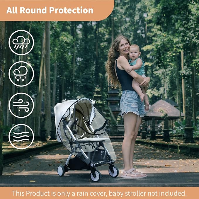 Bemece Stroller Rain Cover Universal Stroller, Travel Weather Shield Windproof and Waterproof Protect from Dust and Snow
