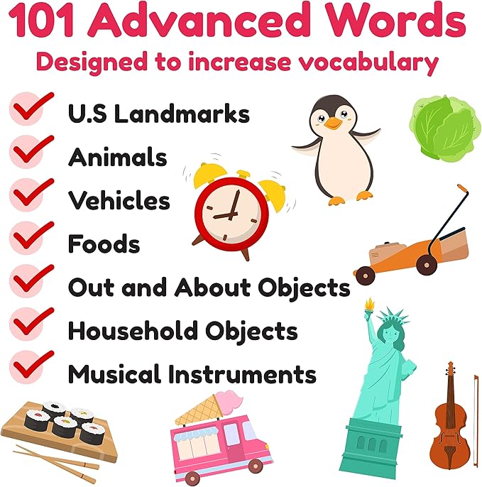 Advanced Flash Cards for Toddlers 3-5 Years – 101 Flashcards – Preschool Flash Cards – Kindergarten Flash Card for Kids – Toddler Learning – Educational Gift - for Ages 3, 4, 5 & 6
