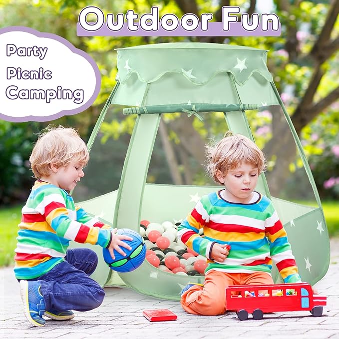 Baby Ball Pit Tent with 50 Balls - For Toddlers, Pink/White/Gray Princess Playhouse with Carry Bag, 109x90cm