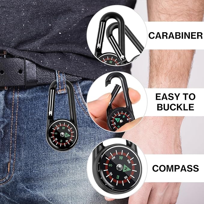 12 Pcs Mini Compass Keychain for Kids Bulk, Small Pocket Magnetic Compass Survival Hiking for Outdoor Survival Camping Party Backpacking Accessory