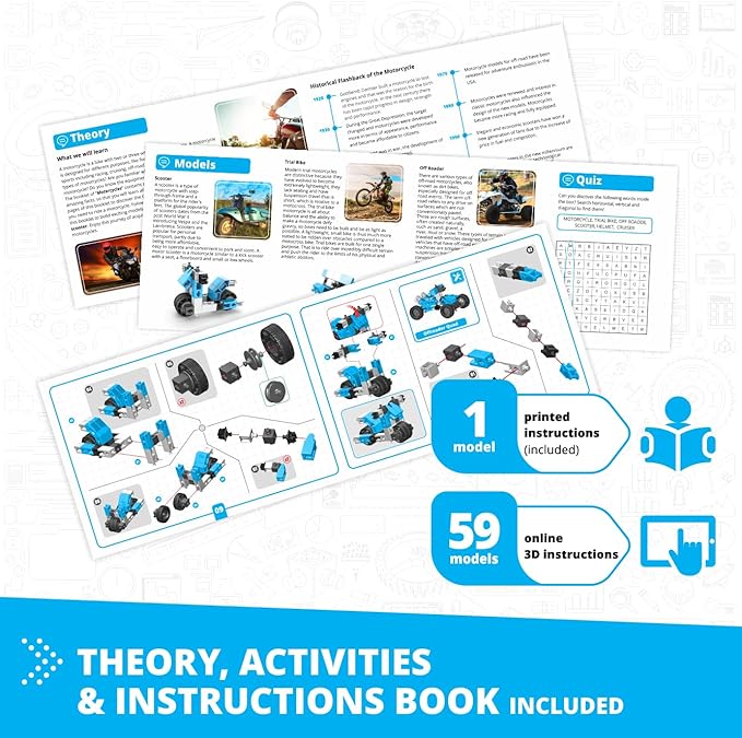 Engino Creative Engineering Kit, 60 Motorized Models for Kids 8+, Bulding Toys, STEM Projects for Young Inventors, Construction Toys, Models Powered by Motor, Gift for Boys & Girls