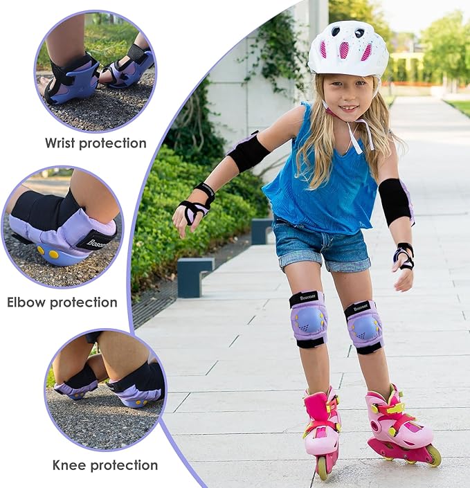 BOSONER Kids/Youth Knee Pad Elbow Pads for Roller Skates Cycling BMX Bike Skateboard Inline Rollerblading, Skating Skatings Scooter Riding Sports