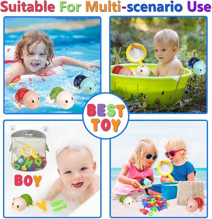 Bath Toys for Kids Ages 1-3 - Baby Water Table Pool Toys For Toddlers Mold Free Wind-Up Turtle Toy Bathtub Shower Toy for Infants Babies 6-12-18 Months 1 2 3 4 Year Old Girls Boys Birthday gifts