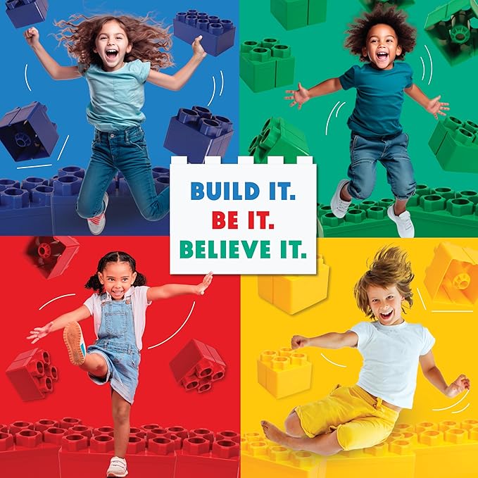 Big Blocks for Kids Ages 4-8 — Indoor & Outdoor Blocks Kids Games — Green Large Building Blocks - 48pc