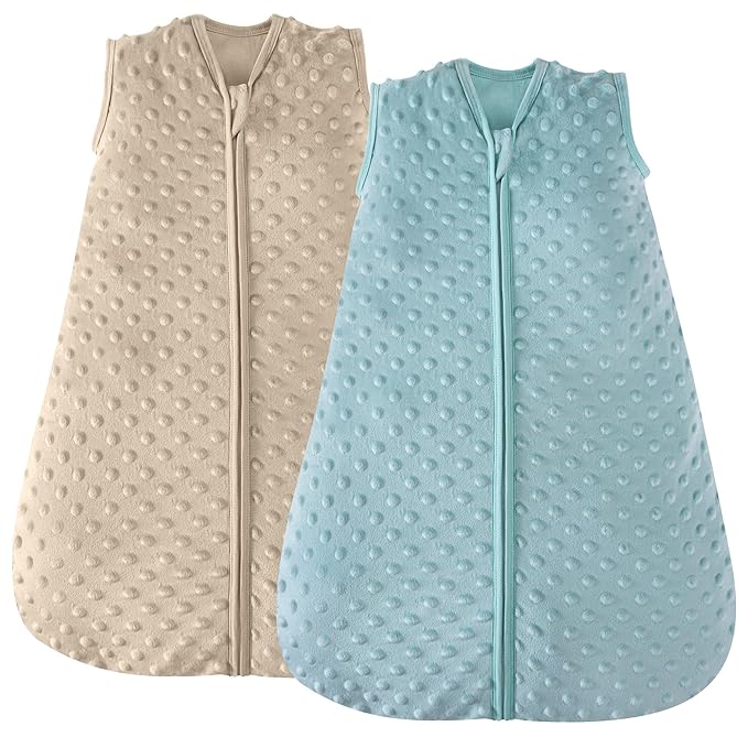 JELLYMONI Fleece Baby Sleep Sack 12-18 Months, 1.5 Tog Warm Winter Baby Wearable Blanket with Plush Dots and 2-Way Zipper, Cotton Toddler Sleep Sack