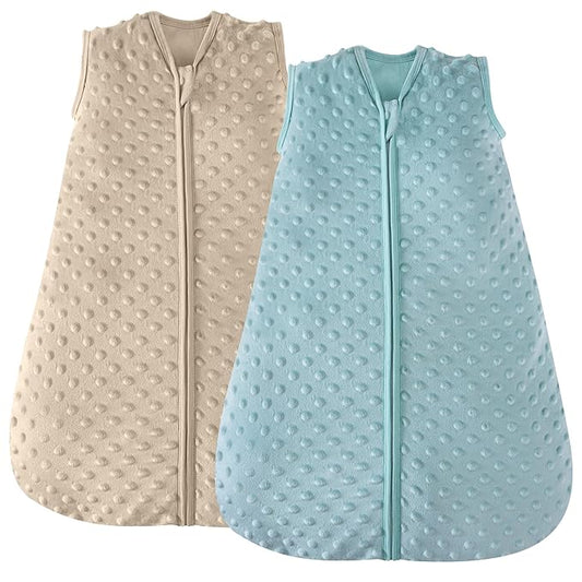 JELLYMONI Fleece Baby Sleep Sack 0-6 Months, 1.5 Tog Warm Winter Baby Wearable Blanket with Plush Dots and 2-Way Zipper, Cotton Toddler Sleep Sack