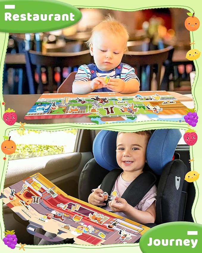 Benresive Reusable Sticker Book for Toddlers 2-4 Years, Fun Travel Stickers for Kids, Waterproof Sticker Books for Toddlers 1-3, Crafts Activities for Todddlers 1-3 2-4 3-5 - Riding