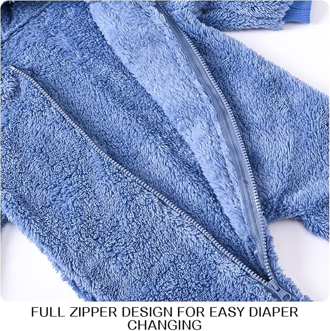 Baby Fleece Jumpsuits Infant Bear Ear Snowsuit Newborn Hooded Romper Warm Coat