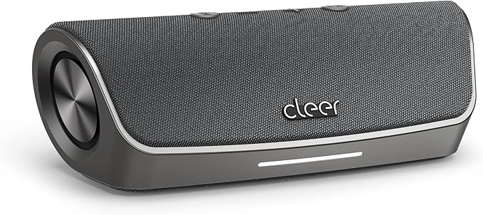 Cleer Scene Wireless Bluetooth Speaker, Simple Fast Pairing, Waterproof IPX7, 12Hrs Play time, Deep Bass, Built-in Mic, Powerful Portable Speakers, for Outdoor & Party, Home, Grey