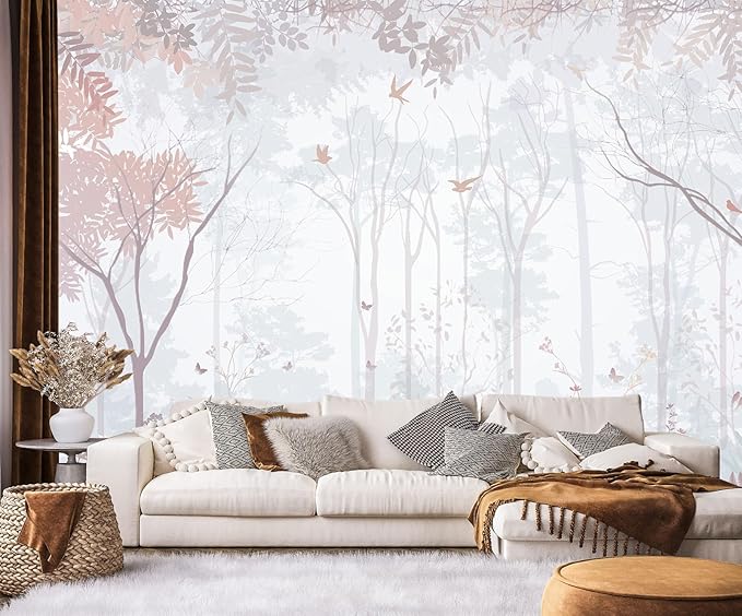 Forest Fabric Mural Wallpaper for Living Room Bedroom Dining Room(Not Self-Adhesive)