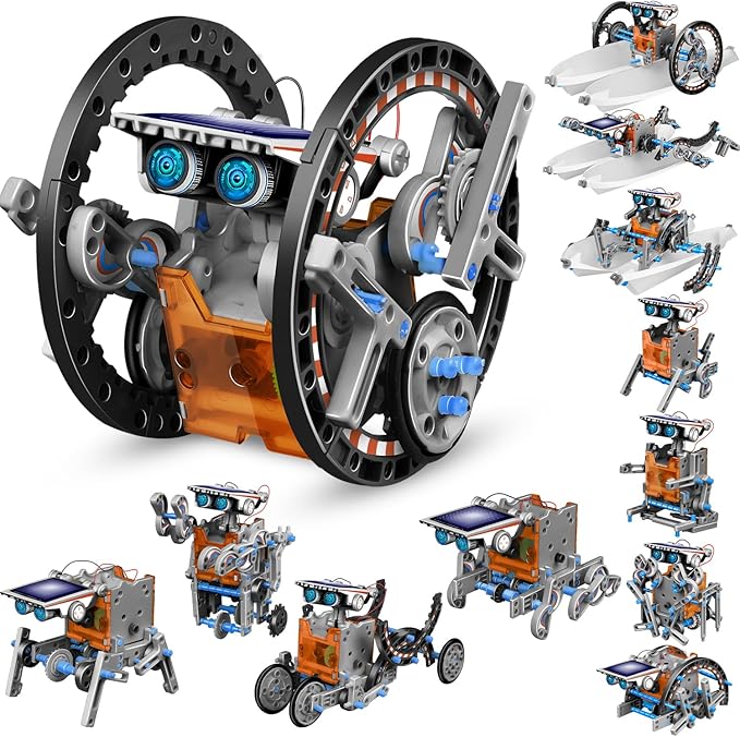 13-in-1 Solar Robot Toys for Ages 8 9 10 11 12 Year Old Boys Girls, STEM Science Kits for Kids Age 8-12, Building Experiments Robotics Kit STEM Projects for Kid Christmas Birthday Gifts (Gray)