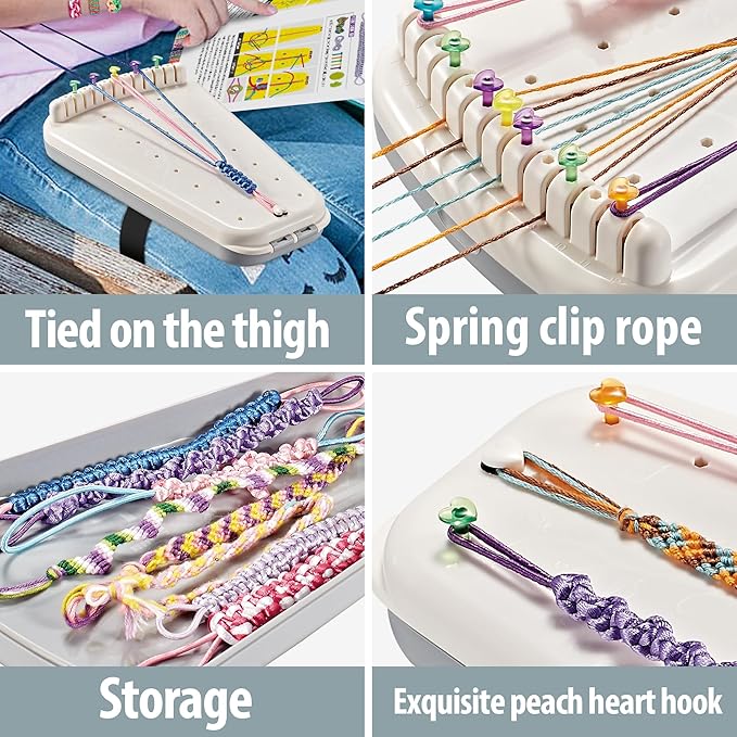 Chilpals Friendship Bracelet Making Kit for Girls,Arts and Crafts for Kids Ages 8-12,Birthday Gifts Ideas for Girl 7 8 9 10 11 Year Old - 2 in 1 Bracelets String Maker Toys Set (White)