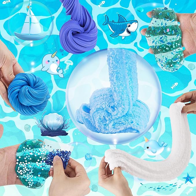 6 Packs Slemes, Blue Slime Kit - Cloud Slime kit for Boys Girls Ages 8-12, for Kids Slime Set Party kit Goodie Bag Stuffers, 4 5 6 7 8 9 10 Year Old Girl Birthday Gift Cute Stuff