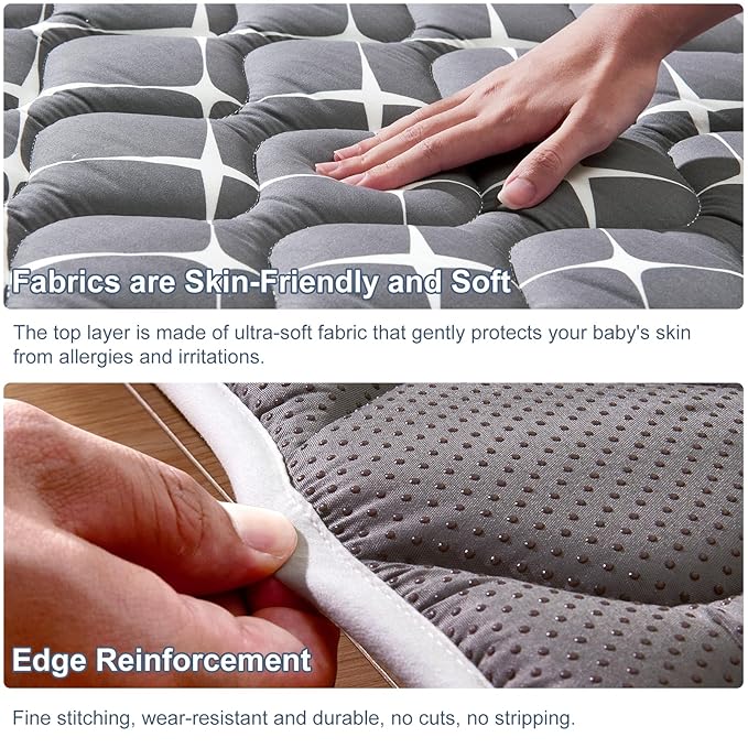 High-Density Foam Baby Play Mat, 59x59 Inches Thicken One-Piece Comfortable and Soft Playmat, Non Slip Machine Washable Floor Mat for Infants, Tapete para Bebes,Toddlers