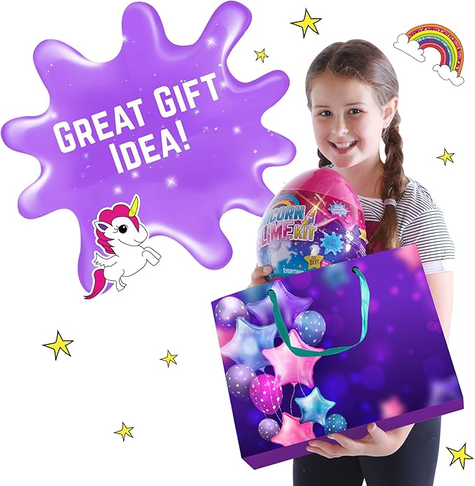 GirlZone Sparkly Unicorn Egg Surprise Slime Kit for Girls, Sensory Toys for Kids, Create Cloud Slime & Magical Unicorn Slime, Ideal Arts and Crafts Easter Gift for Kids Aged 7-12 Years Old